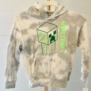 Minecraft Boys Creeper Hooded Fleece Sweatshirt‎ Tan Green XS
